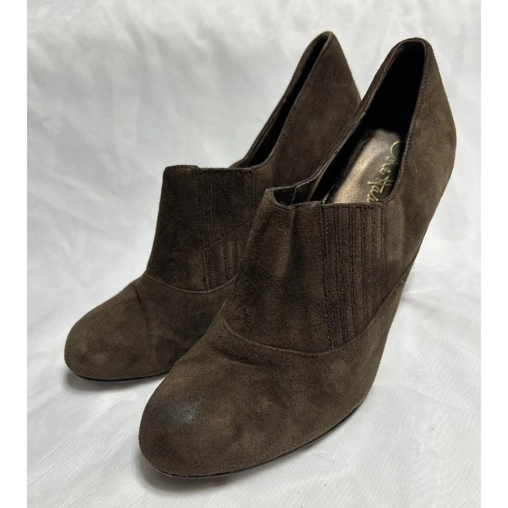 Cole Haan Air Talia Gore Slip On Ankle Bootie Womens 7.5 B Brown Suede Boot Shoe
